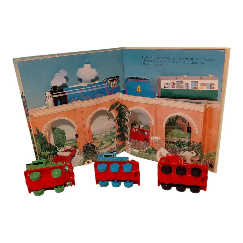 RARE Thomas & Friends Trains Pop Up Book Whistle Bundle